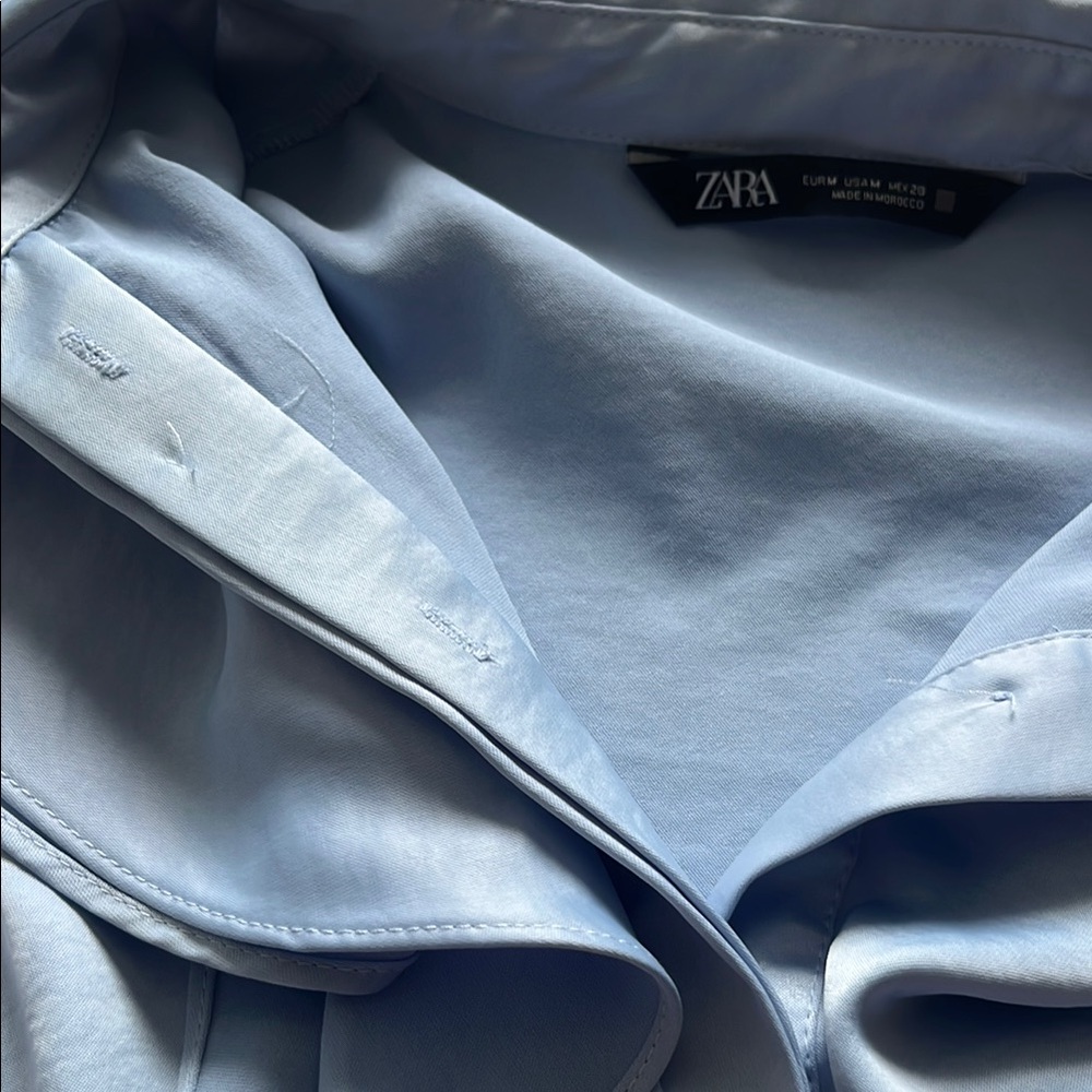 Zara Light Blue Ruffle Blouse - Picture 2 of 3